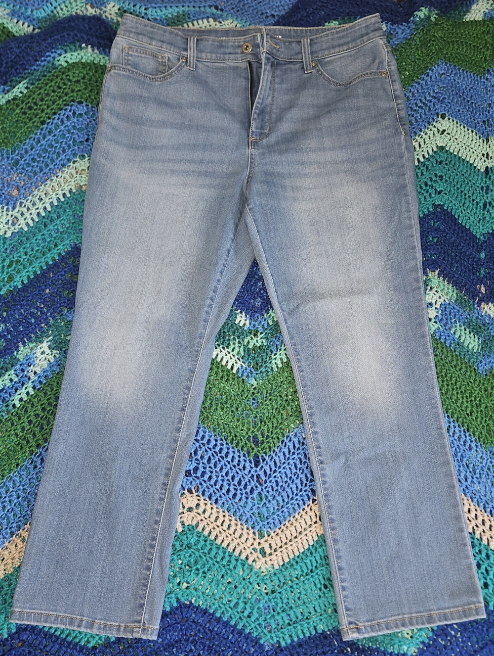 St John's Bay Light Wash Straight Leg Jeans, 16P